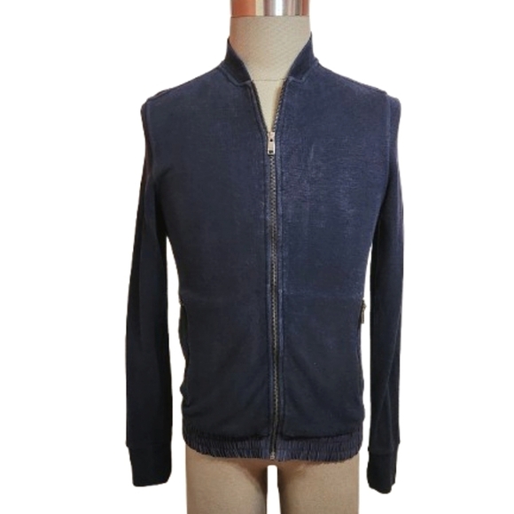 Michael Kors Mens Navy Zip Front Cardigan Bomber Jacket Small - Picture 1 of 12